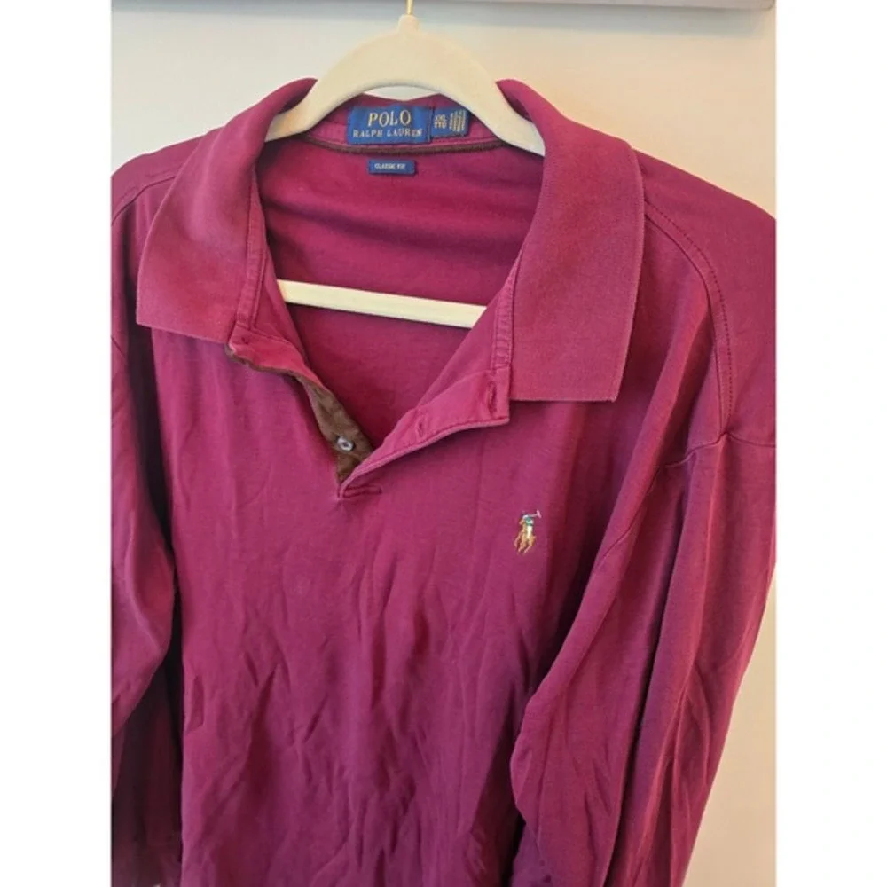 Polo‎ Ralph Lauren Mens XXL Classic Fit Long Sleeve Polo Shirt Burgundy Maroon